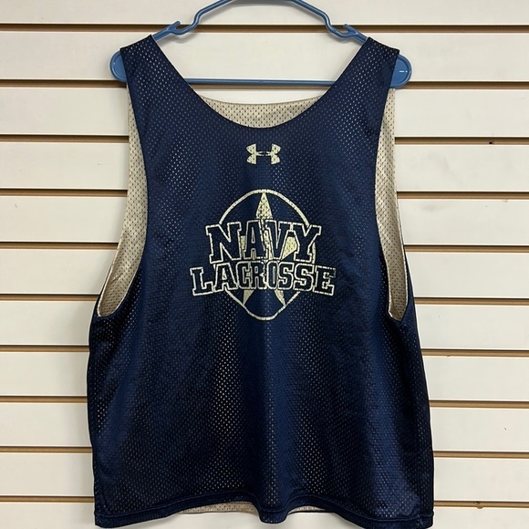Under Armour Navy Lacrosse Reversible Jersey/Shirt - Blue/Gold - Picture 1 of 6